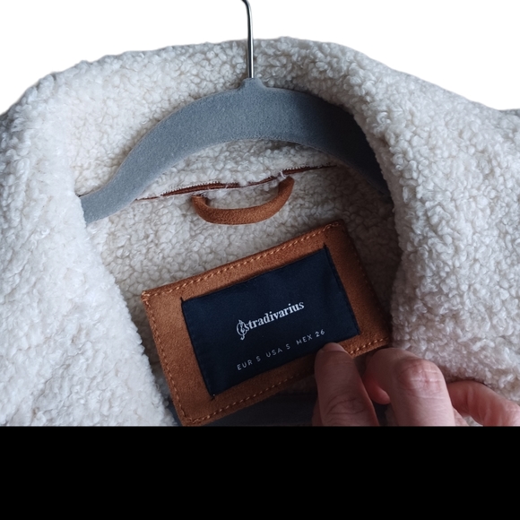 Stradivarius warm brown faux suede buttery soft coat sz S - Picture 3 of 8